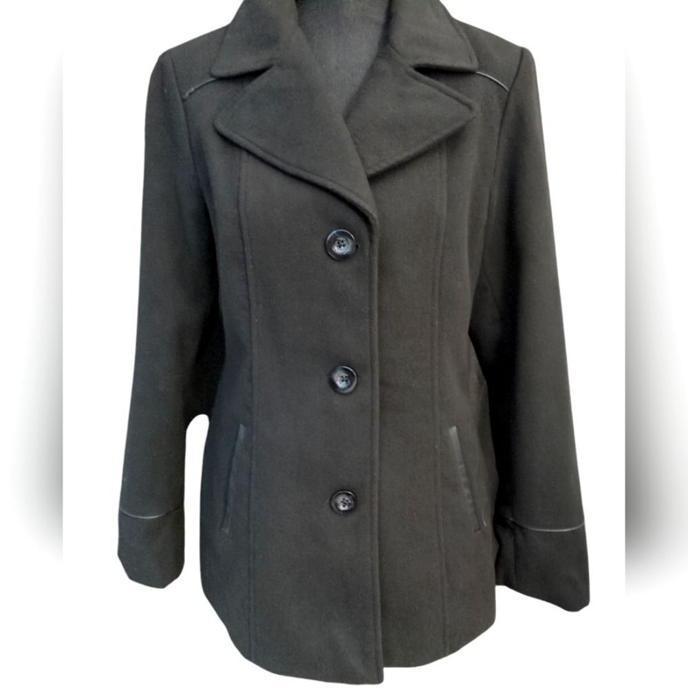 Faded Glory Women's Black Peacoat Fully Lined- Size Medium